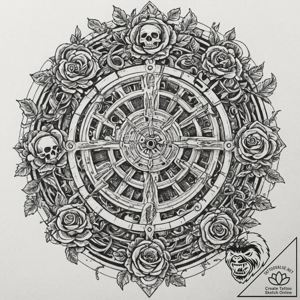 Tattoo sketch, labyrinth of time, a complex,... - tattoo sketch (№1752380108_0, 13.07.2025 04:15) — tattoovalue.net