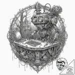 Tattoo sketch, scavenger bot’s sanctuary, a c… – tattoo sketch (№1752380191_0, 13.07.2025 04:16) — tattoovalue.net