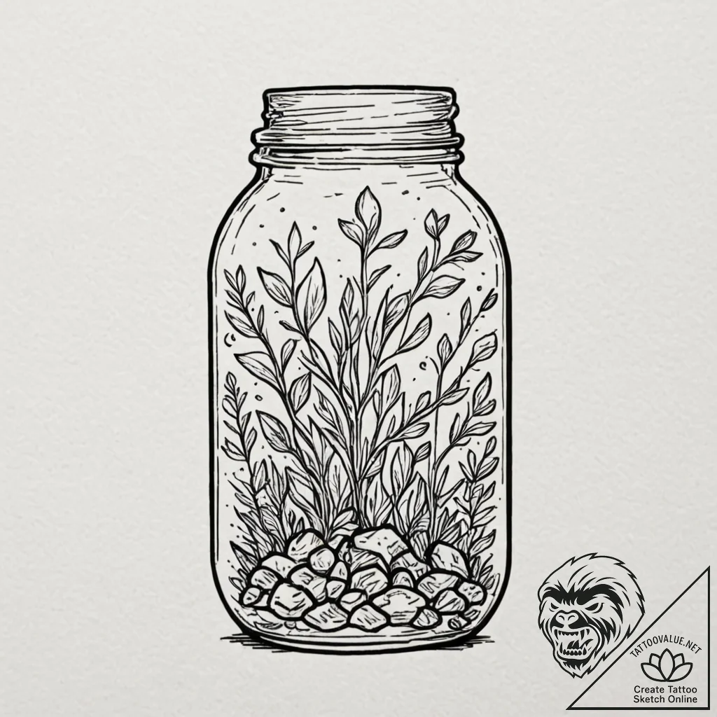 Tattoo sketch, jar of ideas, a simple glass j... - tattoo sketch (№1752380276_0, 13.07.2025 04:17) — tattoovalue.net