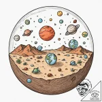 Tattoo sketch, planetary playground ball, a g… – tattoo sketch (№1752380443_0, 13.07.2025 04:20) — tattoovalue.net