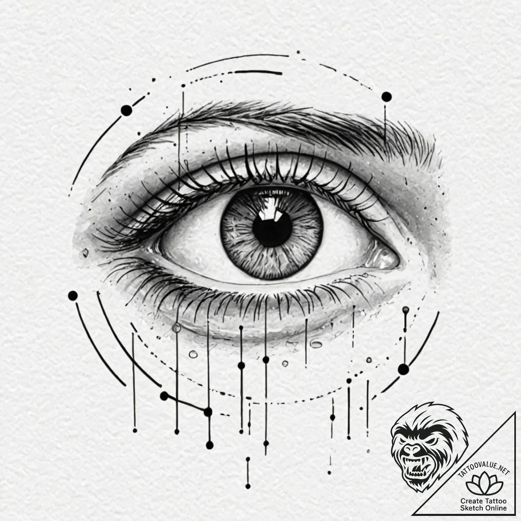 Tattoo sketch, interrogator's gaze, data read... - tattoo sketch (№1752380529_0, 13.07.2025 04:22) — tattoovalue.net