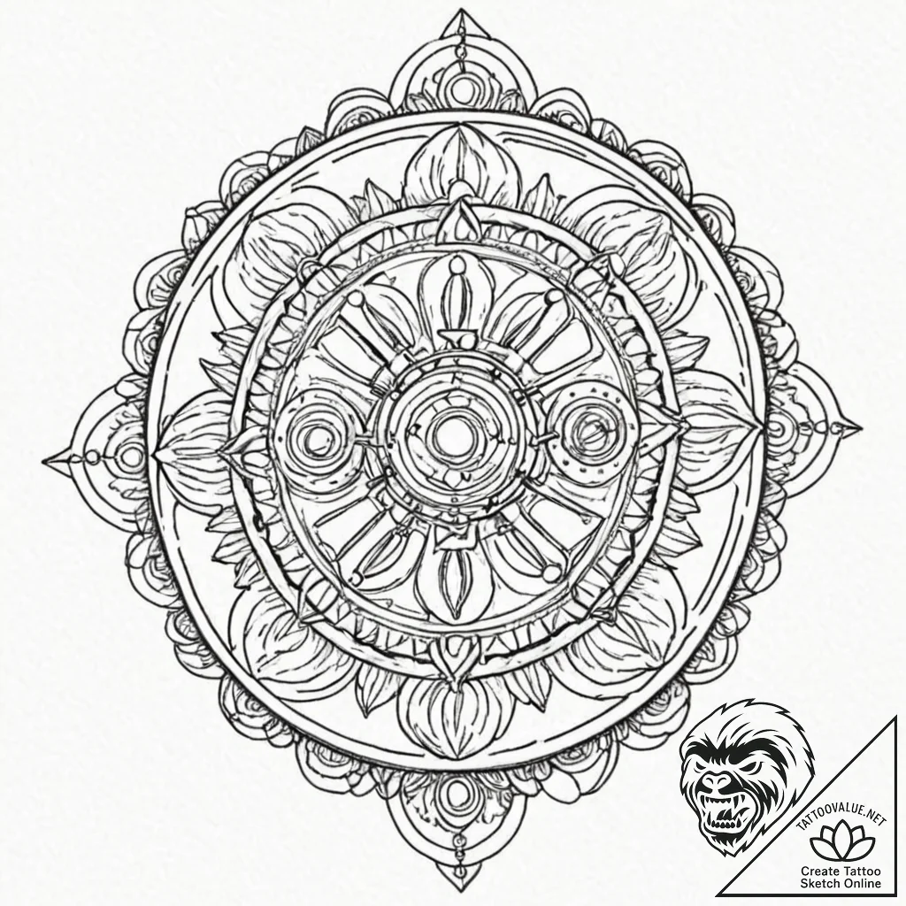 Tattoo sketch, synchronicity gears, two perfe... - tattoo sketch (№1752380698_0, 13.07.2025 04:24) — tattoovalue.net