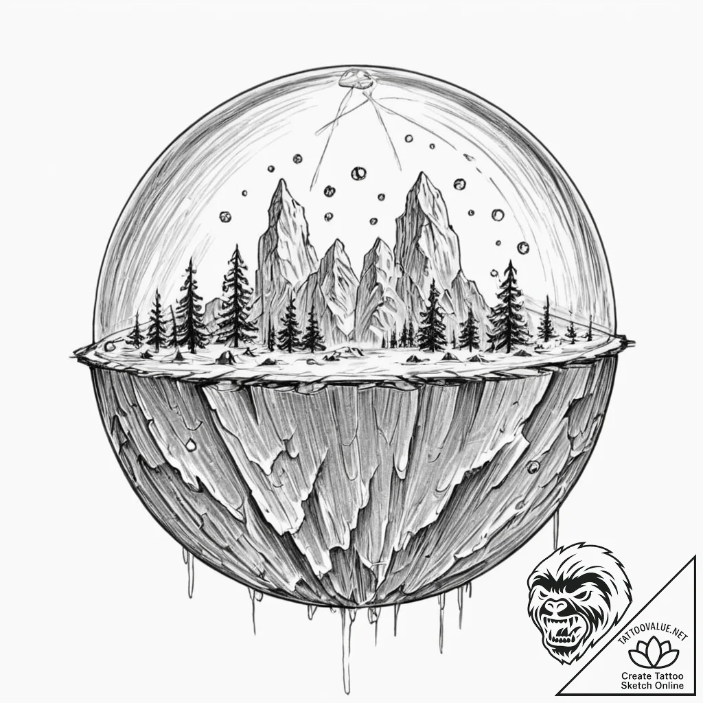 Tattoo sketch, memory crystal orb, a clear, p... - tattoo sketch (№1752381038_0, 13.07.2025 04:30) — tattoovalue.net