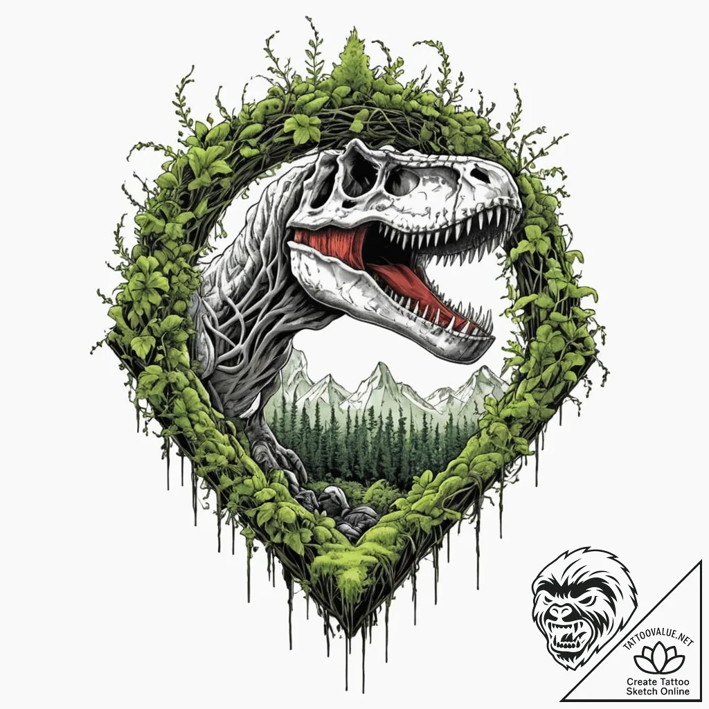 Tattoo sketch, jurassic park, reclaimed by co... - tattoo sketch (№1752381207_0, 13.07.2025 04:33) — tattoovalue.net