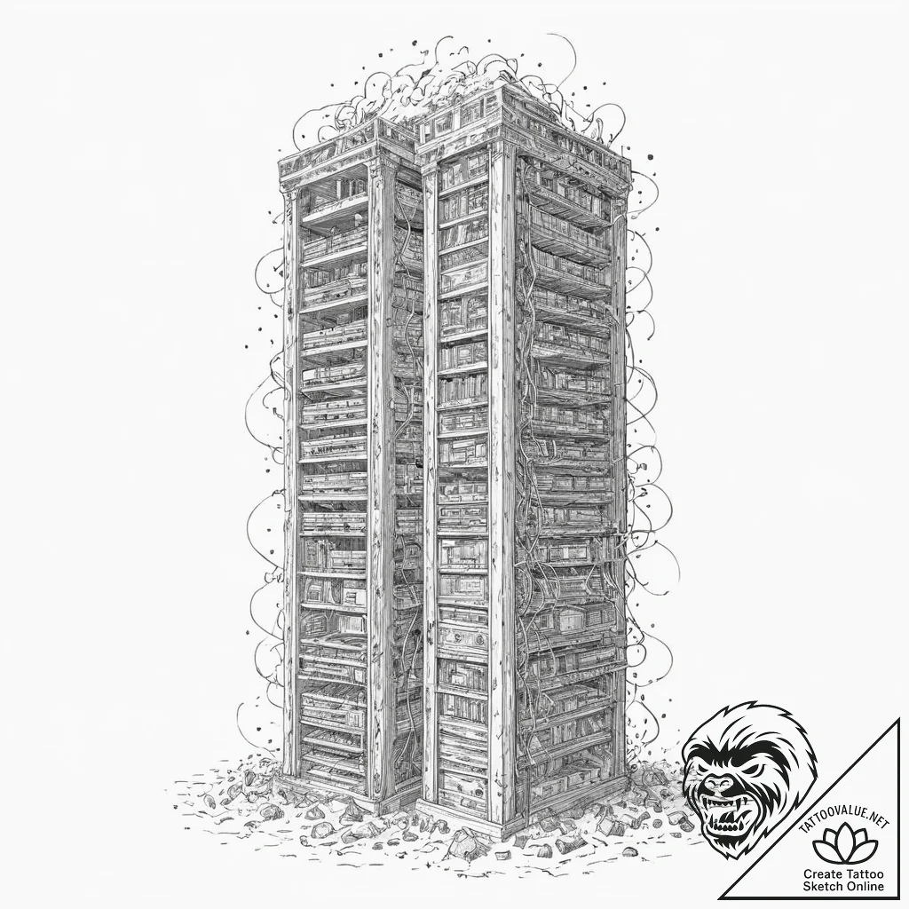 Tattoo sketch, ivory tower of ignorance (digi... - tattoo sketch (№1752381461_0, 13.07.2025 04:37) — tattoovalue.net