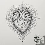 Tattoo sketch, radiant heart, branching pathw… – tattoo sketch (№1752381631_0, 13.07.2025 04:40) — tattoovalue.net
