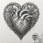 Tattoo sketch, perpetual motion heart (mechan… – tattoo sketch (№1752382057_0, 13.07.2025 04:47) — tattoovalue.net