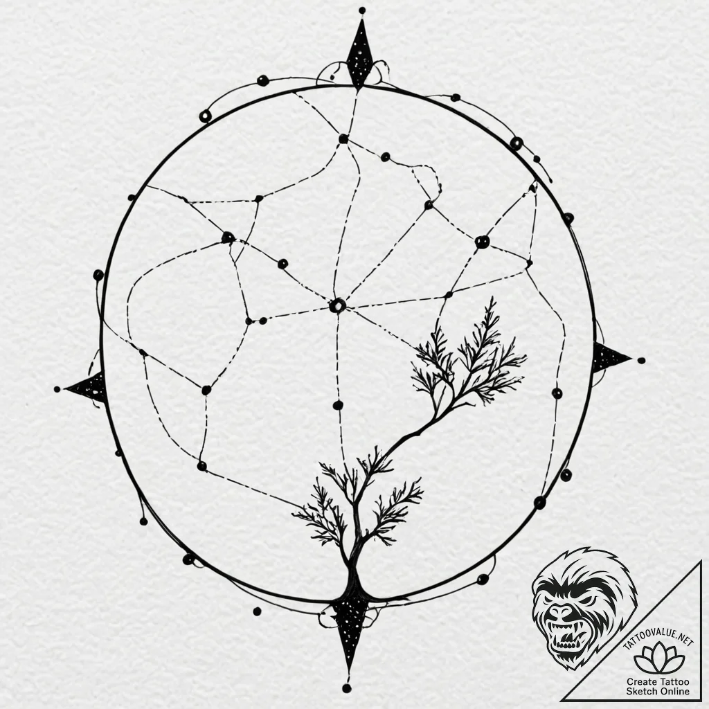 Tattoo sketch, firefly constellation map, a c... - tattoo sketch (№1752382315_0, 13.07.2025 04:51) — tattoovalue.net