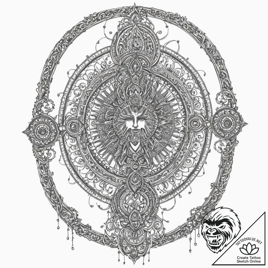 Tattoo sketch, yama's gate, digital judgement... - tattoo sketch (№1752382991_0, 13.07.2025 05:03) — tattoovalue.net