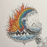 Tattoo sketch, chromatic cataclysm: a dramati… – tattoo sketch (№1752383423_0, 13.07.2025 05:10) — tattoovalue.net