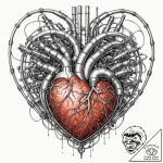 Tattoo sketch, fusion reactor heart, a styliz… – tattoo sketch (№1752383845_0, 13.07.2025 05:17) — tattoovalue.net