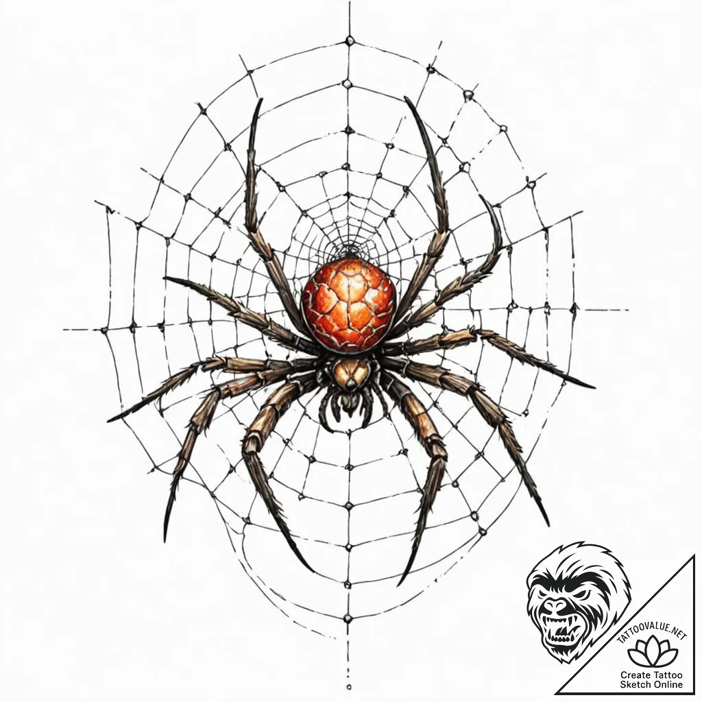Tattoo sketch, orb weaver's digital prey, a d... - tattoo sketch (№1752384016_0, 13.07.2025 05:20) — tattoovalue.net