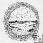 Tattoo sketch, winding waterway of wisdom (da… – tattoo sketch (№1752384272_0, 13.07.2025 05:24) — tattoovalue.net