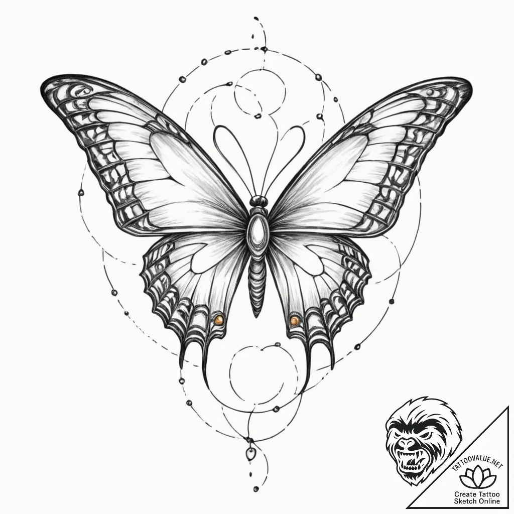 Tattoo sketch, logic gate butterfly, a delica... - tattoo sketch (№1752384784_0, 13.07.2025 05:33) — tattoovalue.net