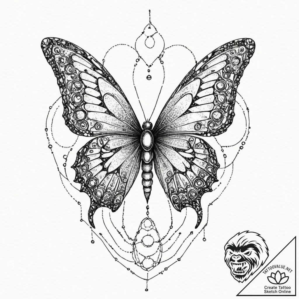 Tattoo sketch, butterfly emerging from a chry... - tattoo sketch (№1752384955_0, 13.07.2025 05:35) — tattoovalue.net