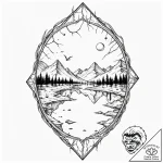 Tattoo sketch, broken mirror reflecting a dis… – tattoo sketch (№1752385725_0, 13.07.2025 05:48) — tattoovalue.net
