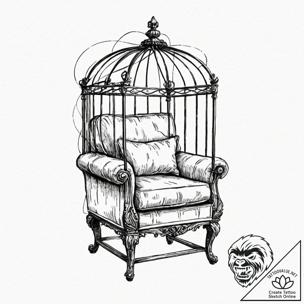 Tattoo sketch, comfort zone cage: a delicate,... - tattoo sketch (№1752385811_0, 13.07.2025 05:50) — tattoovalue.net