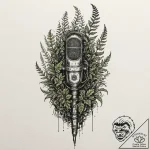 Tattoo sketch, mossy microphone, ancient voic… – tattoo sketch (№1752385897_0, 13.07.2025 05:51) — tattoovalue.net