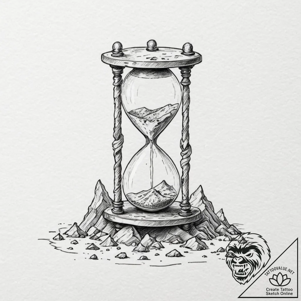 Tattoo sketch, hourglass of humanity's progre... - tattoo sketch (№1752386575_0, 13.07.2025 06:02) — tattoovalue.net