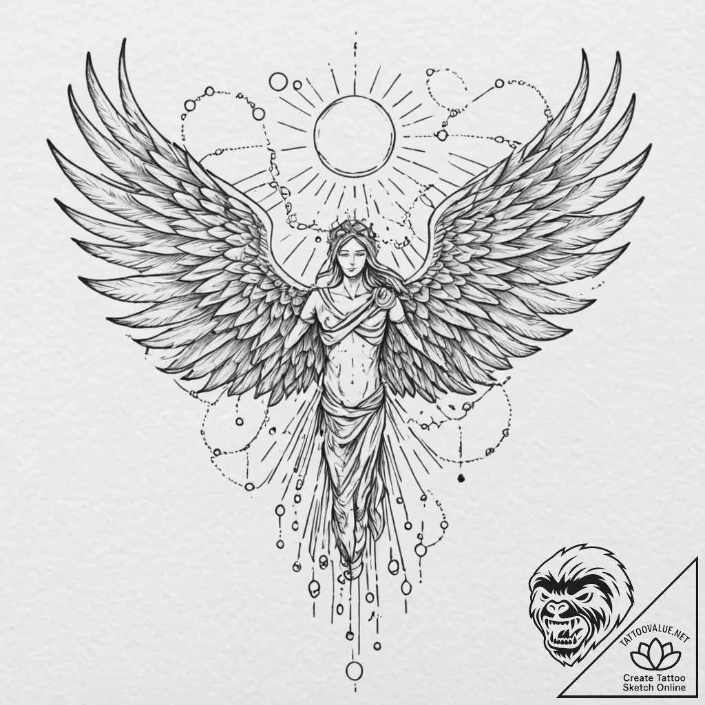 Tattoo sketch, icarus of information, a styli... - tattoo sketch (№1752386746_0, 13.07.2025 06:05) — tattoovalue.net