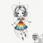 Tattoo sketch, yarn doll, digital strings, a… – tattoo sketch (№1752386832_0, 13.07.2025 06:07) — tattoovalue.net