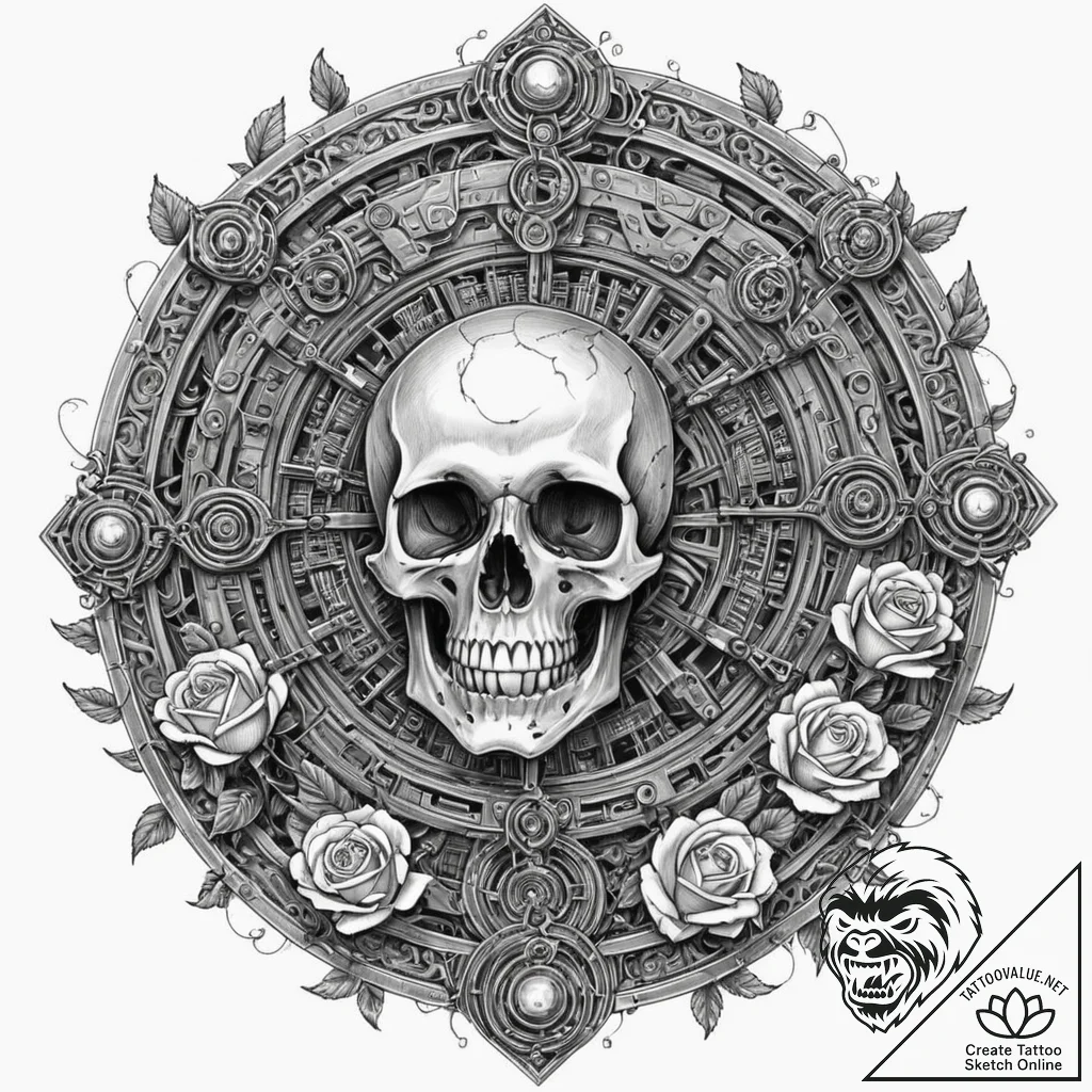Tattoo sketch, locked vault of digital secret... - tattoo sketch (№1752387002_0, 13.07.2025 06:10) — tattoovalue.net