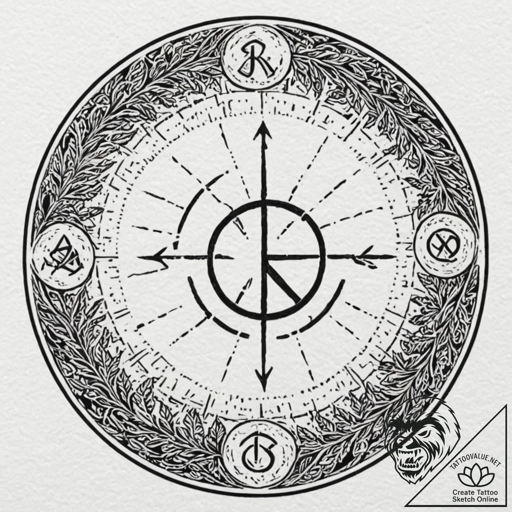 Tattoo sketch, resonant rune circle, an ancie... - tattoo sketch (№1752387598_0, 13.07.2025 06:19) — tattoovalue.net