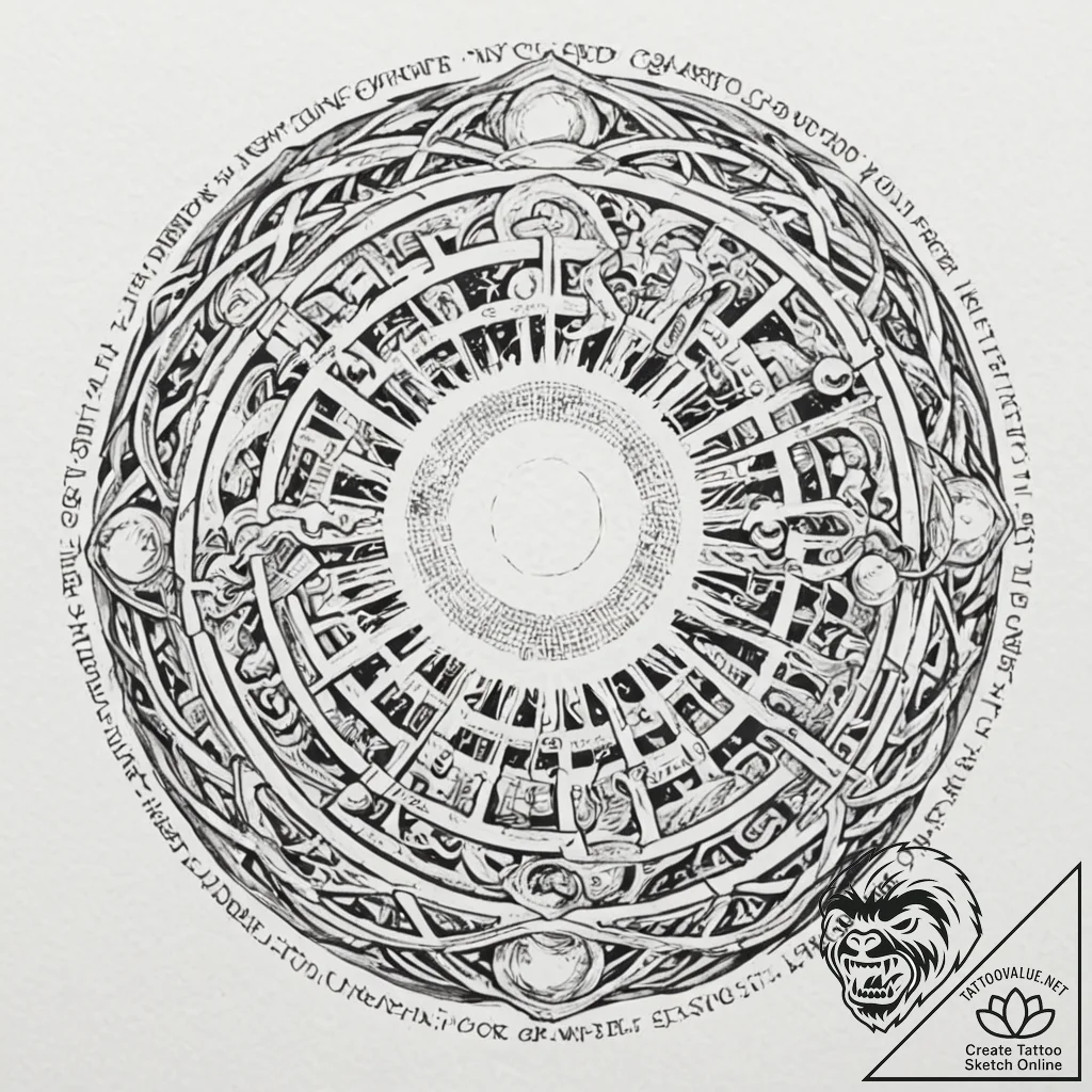 Tattoo sketch, orb of ancestral data, a trans... - tattoo sketch (№1752387854_0, 13.07.2025 06:24) — tattoovalue.net