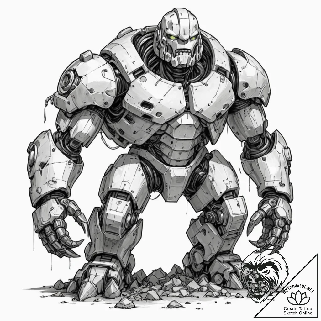 Tattoo sketch, prototype golem awakening, a m... - tattoo sketch (№1752388279_0, 13.07.2025 06:31) — tattoovalue.net