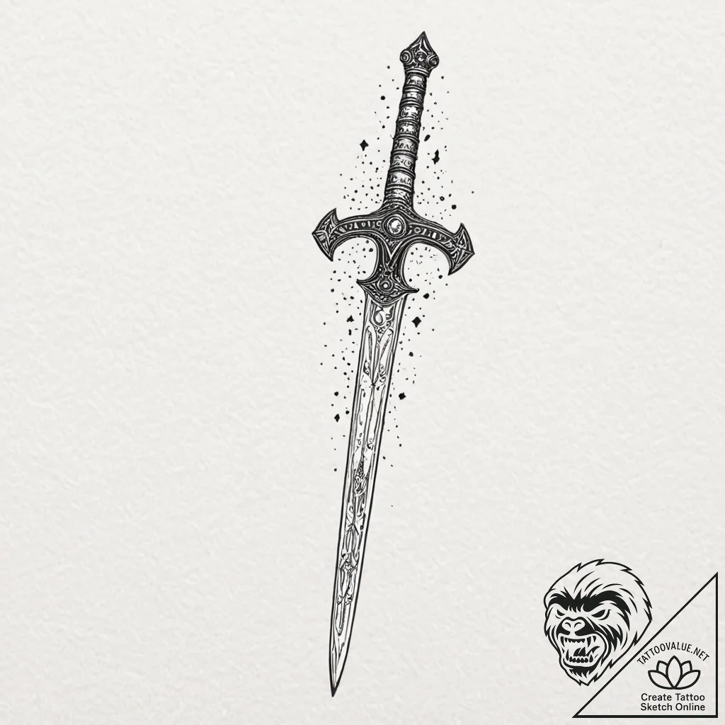 Tattoo sketch, xiphos sword, cosmic edge, an... - tattoo sketch (№1752388364_0, 13.07.2025 06:32) — tattoovalue.net