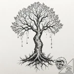 Tattoo sketch, upside-down reality tree, a ma… – tattoo sketch (№1752388450_0, 13.07.2025 06:34) — tattoovalue.net