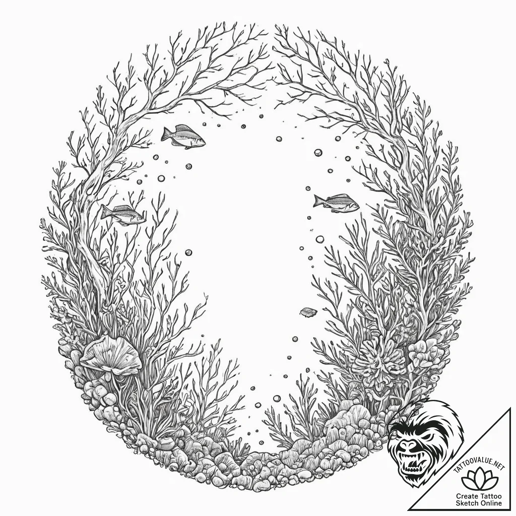 Tattoo sketch, oceanic depths, glowing data r... - tattoo sketch (№1752388536_0, 13.07.2025 06:35) — tattoovalue.net