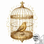Tattoo sketch, golden cage, digital bird, an… – tattoo sketch (№1752388619_0, 13.07.2025 06:36) — tattoovalue.net