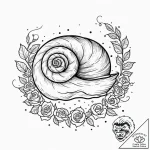 Tattoo sketch, celestial snail: a tiny snail… – tattoo sketch (№1752388791_0, 13.07.2025 06:39) — tattoovalue.net