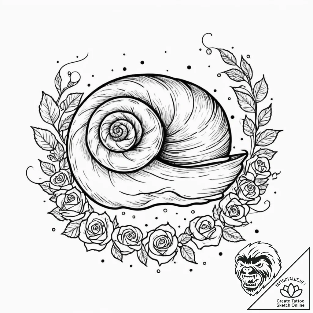 Tattoo sketch, celestial snail: a tiny snail... - tattoo sketch (№1752388791_0, 13.07.2025 06:39) — tattoovalue.net