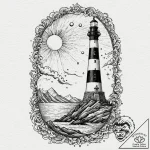 Tattoo sketch, eclipsed lighthouse beam, a li… – tattoo sketch (№1752388877_0, 13.07.2025 06:41) — tattoovalue.net