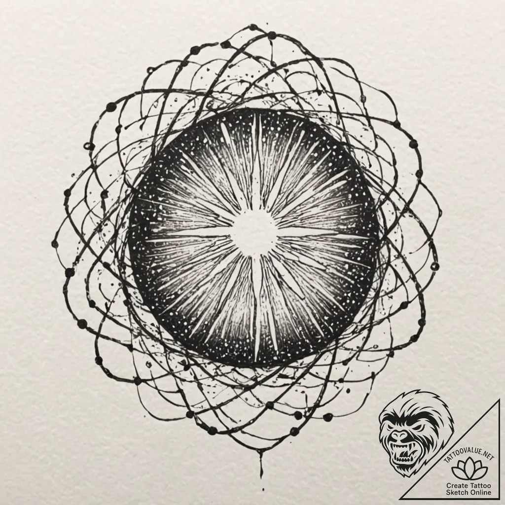 Tattoo sketch, x-factor catalyst orb, a glowi... - tattoo sketch (№1752389728_0, 13.07.2025 06:55) — tattoovalue.net