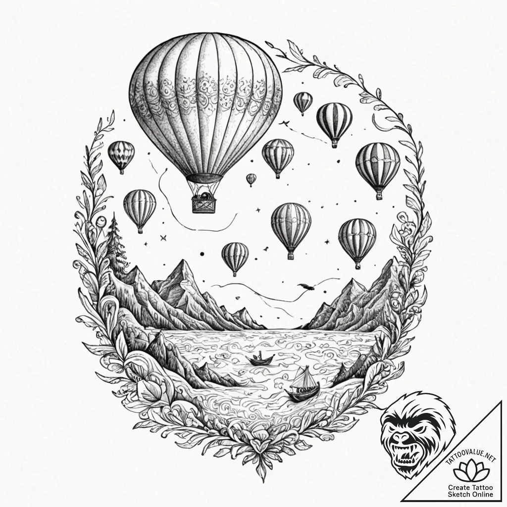 Tattoo sketch, odyssey through the subconscio... - tattoo sketch (№1752389813_0, 13.07.2025 06:56) — tattoovalue.net