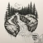 Tattoo sketch, whispering waterfall of time,… – tattoo sketch (№1752390487_0, 13.07.2025 07:08) — tattoovalue.net