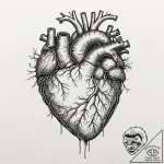 Tattoo sketch, organic circuit heart, a human… – tattoo sketch (№1752390573_0, 13.07.2025 07:09) — tattoovalue.net