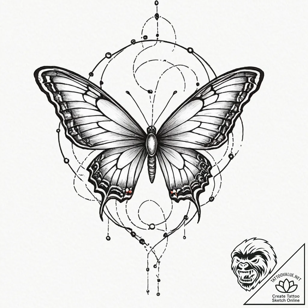 Tattoo sketch, logic gate butterfly, a delica... - tattoo sketch (№1752390657_0, 13.07.2025 07:10) — tattoovalue.net