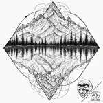 Tattoo sketch, mirrored mountain of mind, a c… – tattoo sketch (№1752390995_0, 13.07.2025 07:16) — tattoovalue.net
