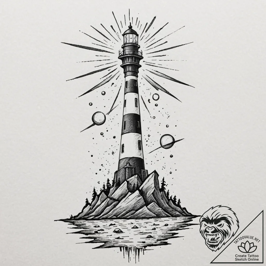Tattoo sketch, xenodochial lighthouse, a styl... - tattoo sketch (№1752391254_0, 13.07.2025 07:20) — tattoovalue.net
