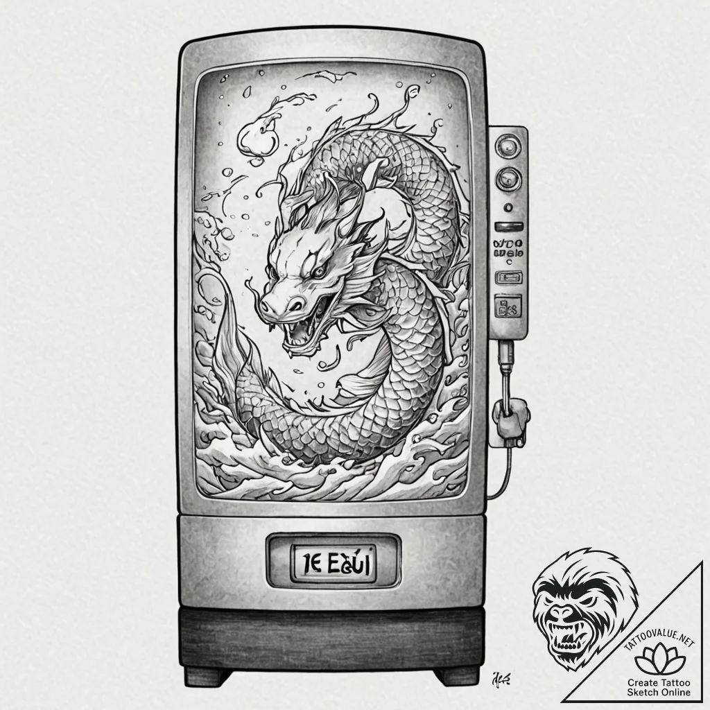 Tattoo sketch, vending machine of virtues, a... - tattoo sketch (№1752391935_0, 13.07.2025 07:32) — tattoovalue.net