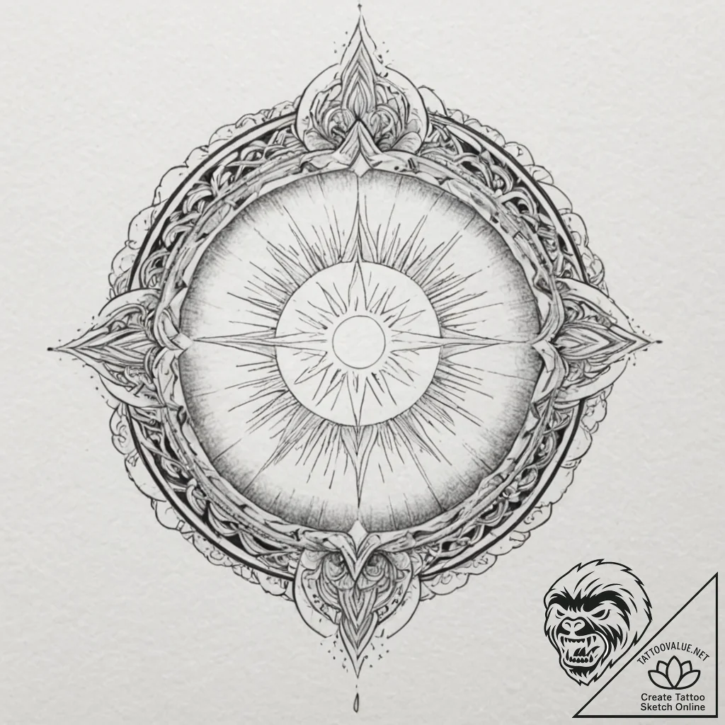 Tattoo sketch, radiant orb of protection, a s... - tattoo sketch (№1752392278_0, 13.07.2025 07:37) — tattoovalue.net