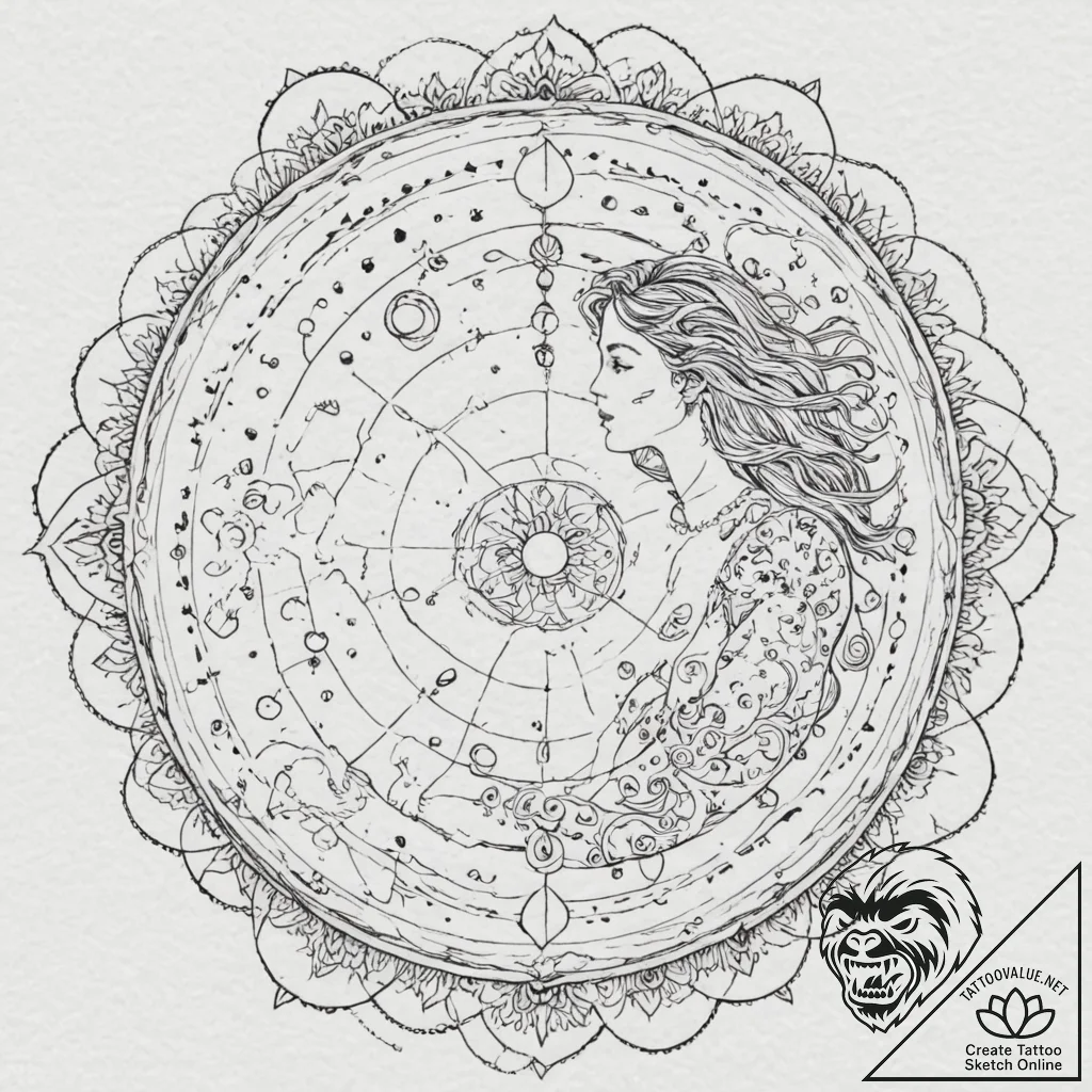 Tattoo sketch, temporal tapestry weaver, an e... - tattoo sketch (№1752392449_0, 13.07.2025 07:40) — tattoovalue.net