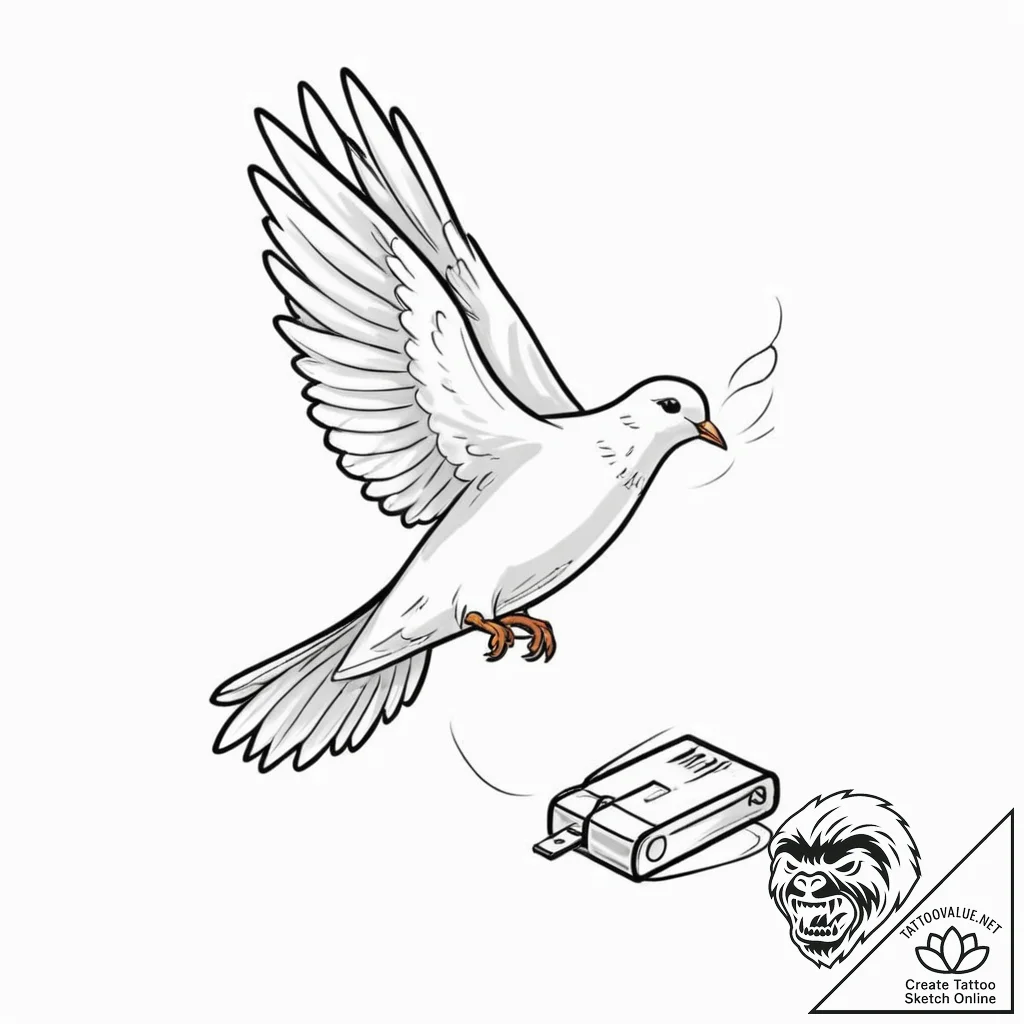 Tattoo sketch, messenger bird, data carrier,... - tattoo sketch (№1752392533_0, 13.07.2025 07:42) — tattoovalue.net