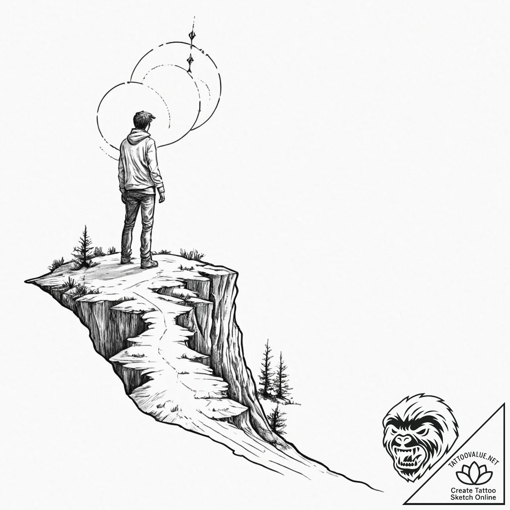 Tattoo sketch, horizon of choices, a stylized... - tattoo sketch (№1752392788_0, 13.07.2025 07:46) — tattoovalue.net