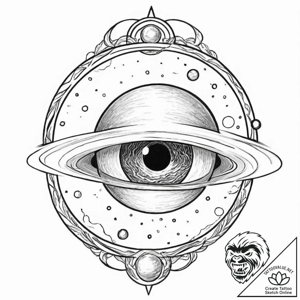 Tattoo sketch, orbital eye, earth's reflectio... - tattoo sketch (№1752392874_0, 13.07.2025 07:47) — tattoovalue.net