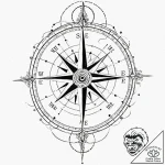 Tattoo sketch, celestial compass: a compass t… – tattoo sketch (№1752393306_0, 13.07.2025 07:55) — tattoovalue.net
